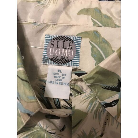 Silk Uomo Nak Mens Top Shirt XL Button Down 100% Silk Hawaiian 🌺 - Picture 3 of 3